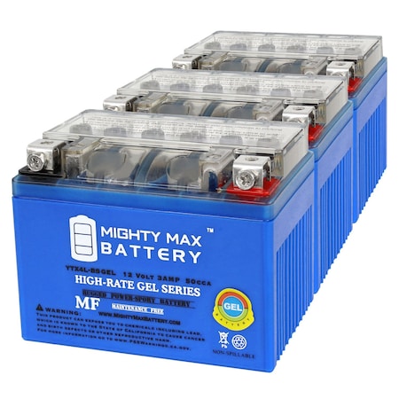 YTX4L-BSGEL 12V 3AH GEL Replacement Battery Compatible With E-Ton Beamer Matrix - 3PK